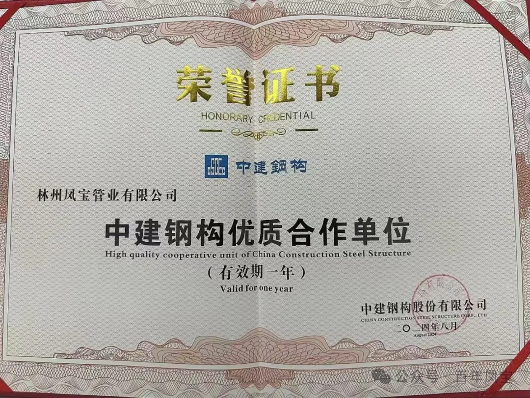 2UP.IO(中国)管业获评“中建钢构优质合作单位”